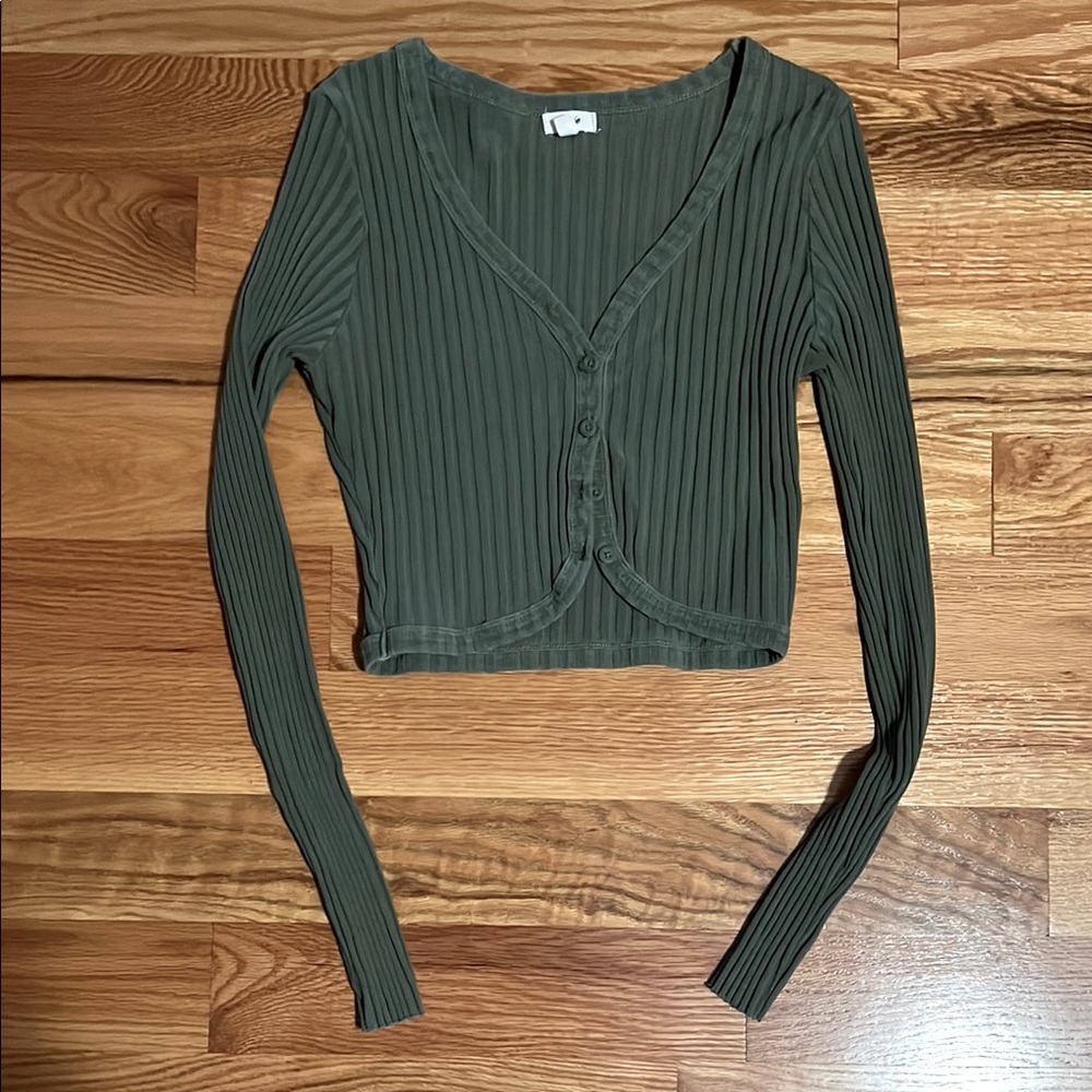 NWOT Aerie Ribbed Button-Up sweater - Picture 2 of 5
